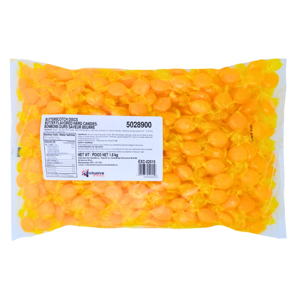 Butterscotch Discs Hard Candy 1.8kg - 1 Bag