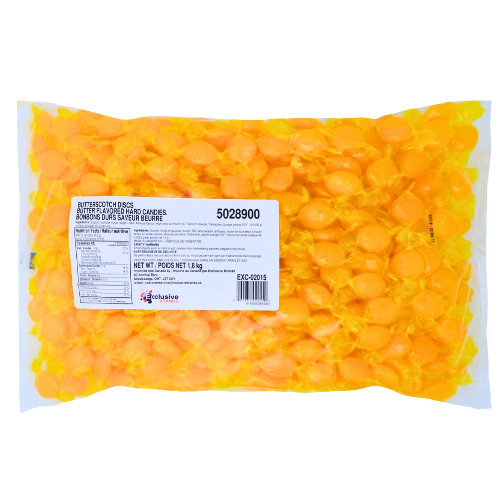 Butterscotch Discs Hard Candy 1.8kg - 1 Bag