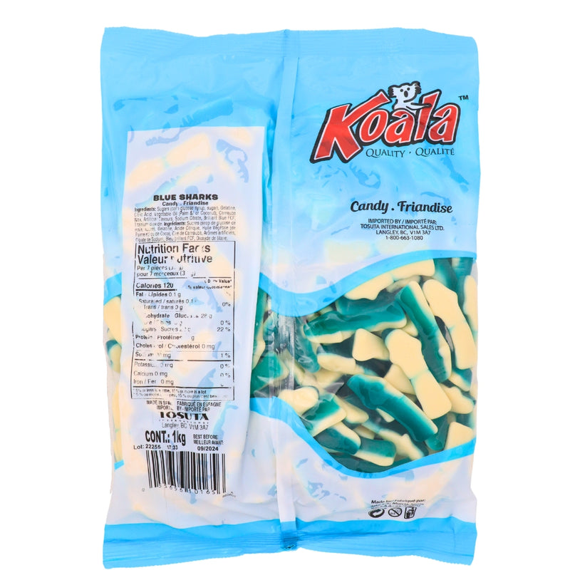 Koala Blue Sharks Candy - 1 kg Nutrition Facts Ingredients