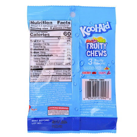 Kool-Aid Fruity Chews 2.5oz - 12 Pack Nutrition Facts Ingredients
