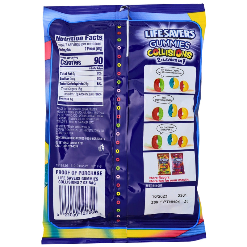 Life Savers Gummies Collisions 7oz - 12 Pack Nutrition Facts Ingredients