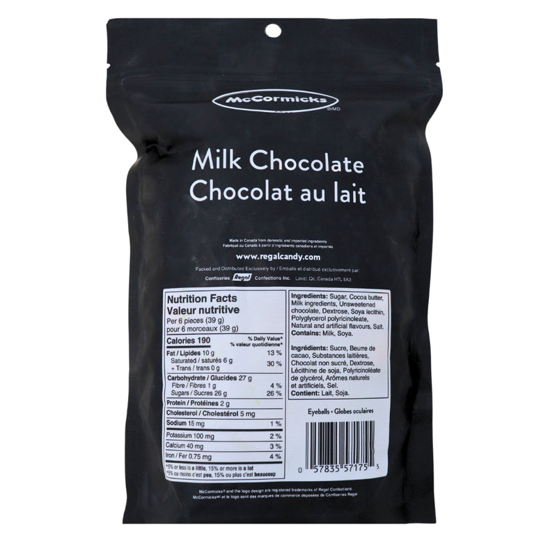 McCormicks Milk Chocolate Eyeballs 500g-1 Pack Nutrition Facts Ingredients
