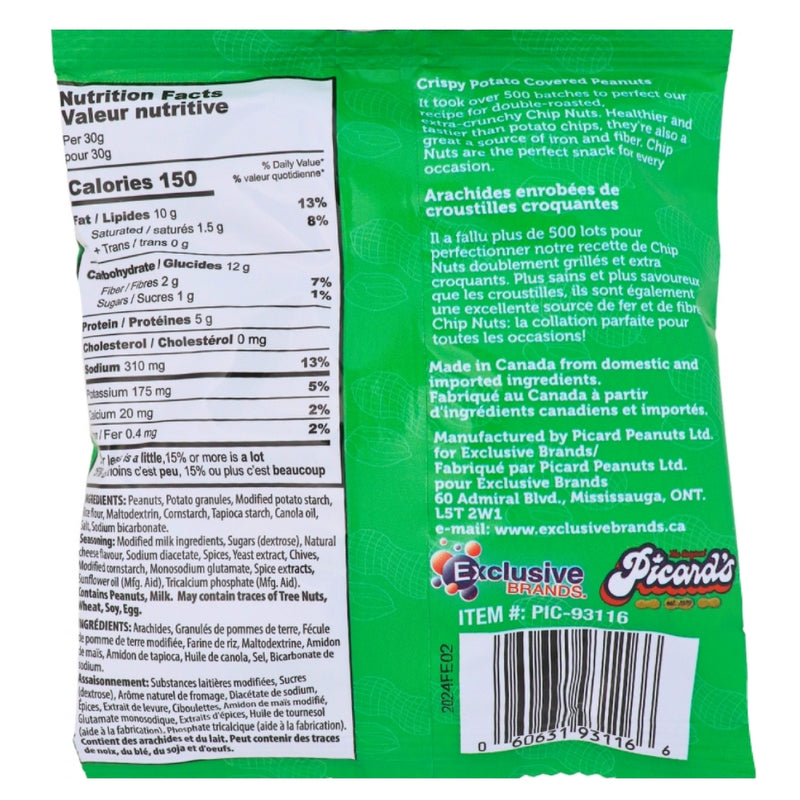 Pzazz Crunchy Nuts Sour Cream 80g-12 Pack Nutrition Facts Ingredients