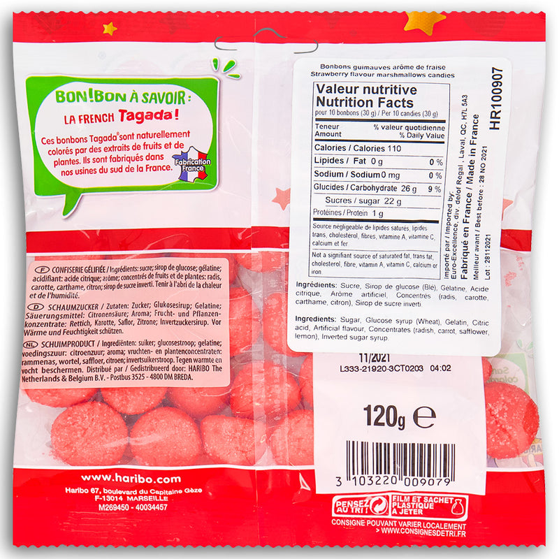 Haribo Tagada 120g - 30 Pack Nutrition Facts Ingredients