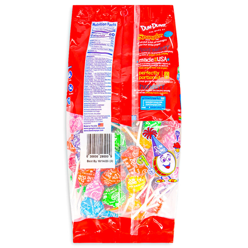 Dum Dums Color Party Assorted Rainbow Lollipops 75 CT - 4 Pack Nutrition Facts Ingredients