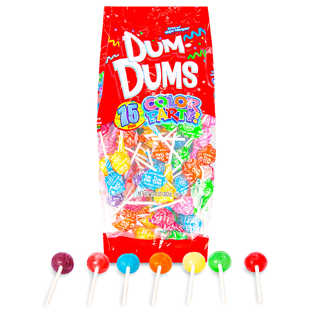 Dum Dums Color Party Assorted Rainbow Lollipops 75 CT - 4 Pack