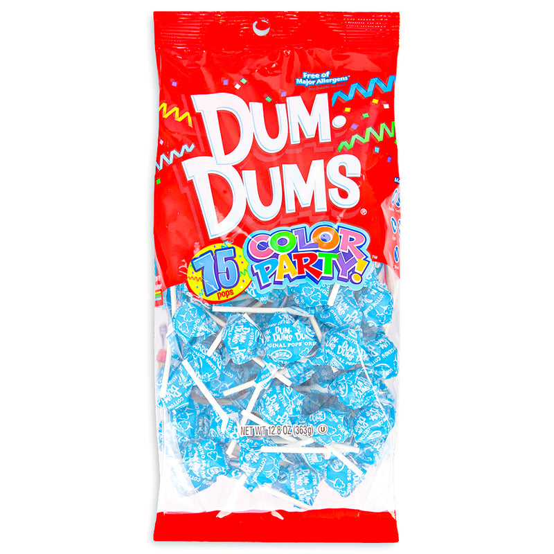 Dum Dums Color Party Ocean Blue Cotton Candy Lollipops 75 CT - 4 Pack