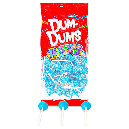 Dum Dums Color Party Ocean Blue Cotton Candy Lollipops 75 CT - 4 Pack