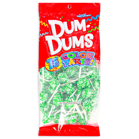 Dum Dums Color Party Bright Green Sour Apple Lollipops 75 CT - 4 Pack