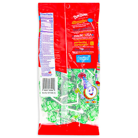 Dum Dums Color Party Bright Green Sour Apple Lollipops 75 CT - 4 Pack