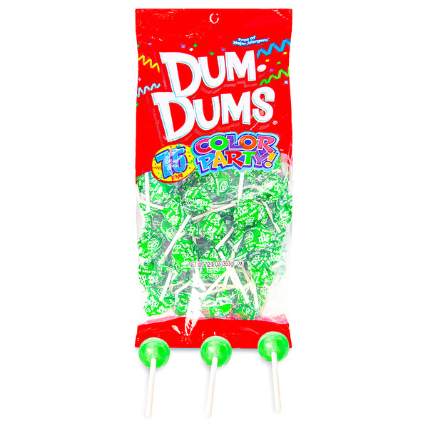Dum Dums Color Party Bright Green Sour Apple Lollipops 75 CT - 4 Pack