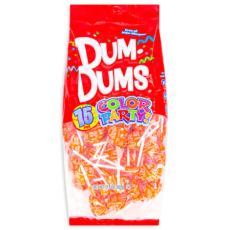 Dum Dums Color Party Orange Lollipops 75 CT - 4 Pack