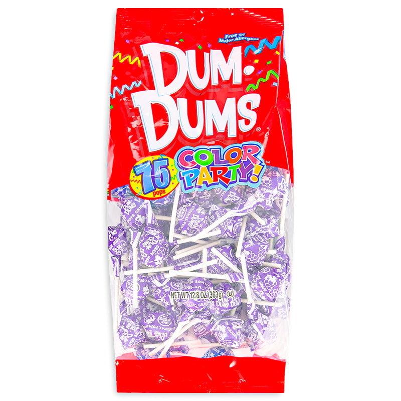 Dum Dums Color Party Purple Grape Lollipops 75 CT - 4 Pack