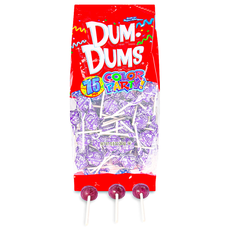Dum Dums Color Party Purple Grape Lollipops 75 CT - 4 Pack