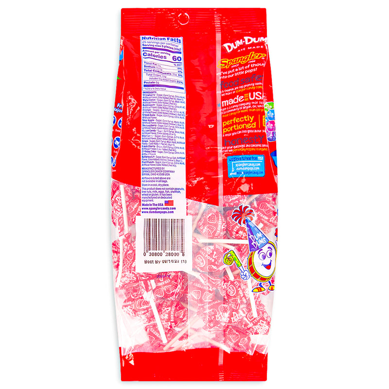 Dum Dums Color Party Red Strawberry Lollipops 75 CT - 4 Pack