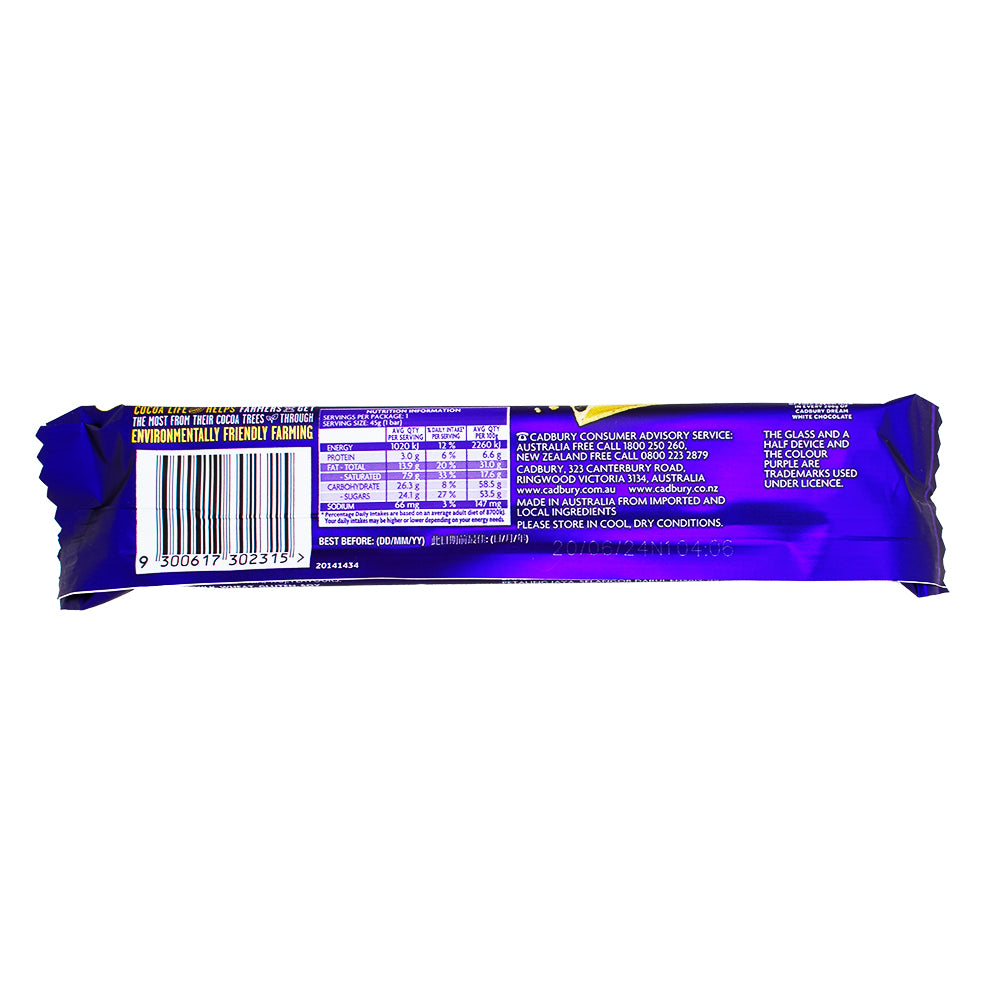 Cadbury Dream with Oreo (Aus 45g - 42 Pack Nutrition Facts Ingredients