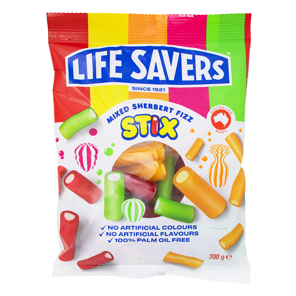 Lifesavers Stix Mixed Sherbert Fizz (Aus) 200g 