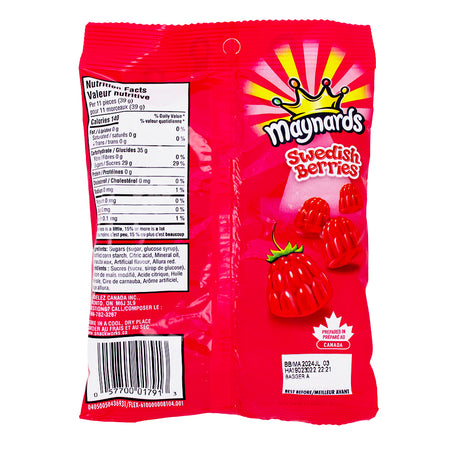 Maynards Swedish Berries Candy 154g - 18 Pack Nutrition Facts Ingredients