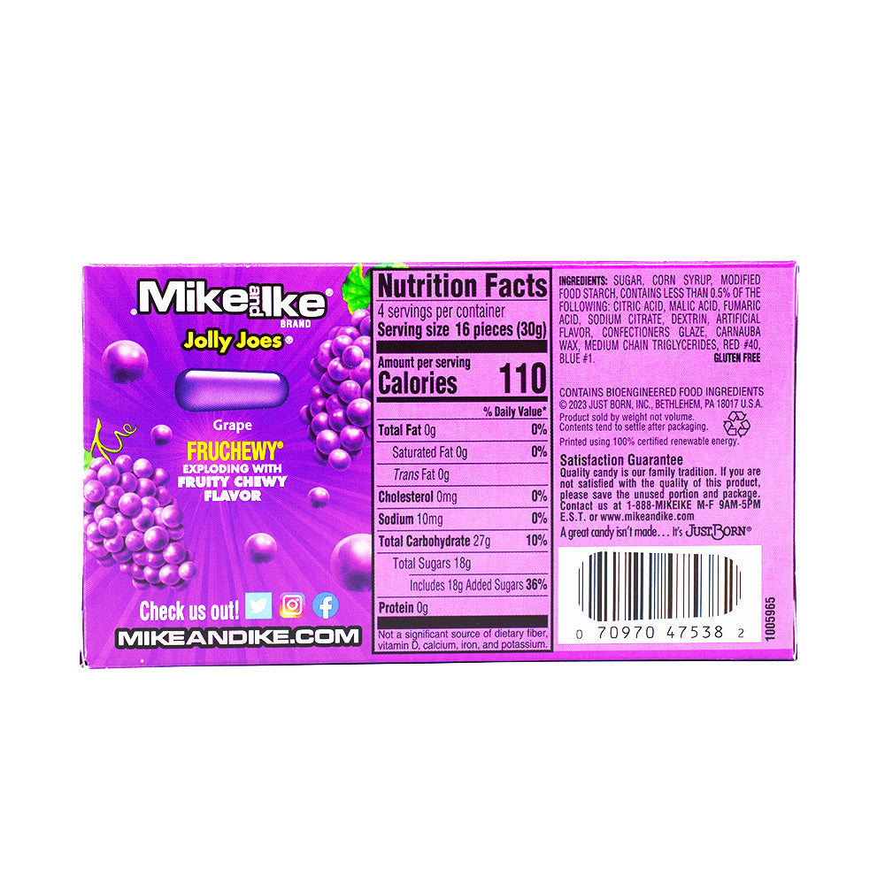 Mike and Ike Jolly Joes Candy Theater Box - 12 Pack Nutrition Facts Ingredients
