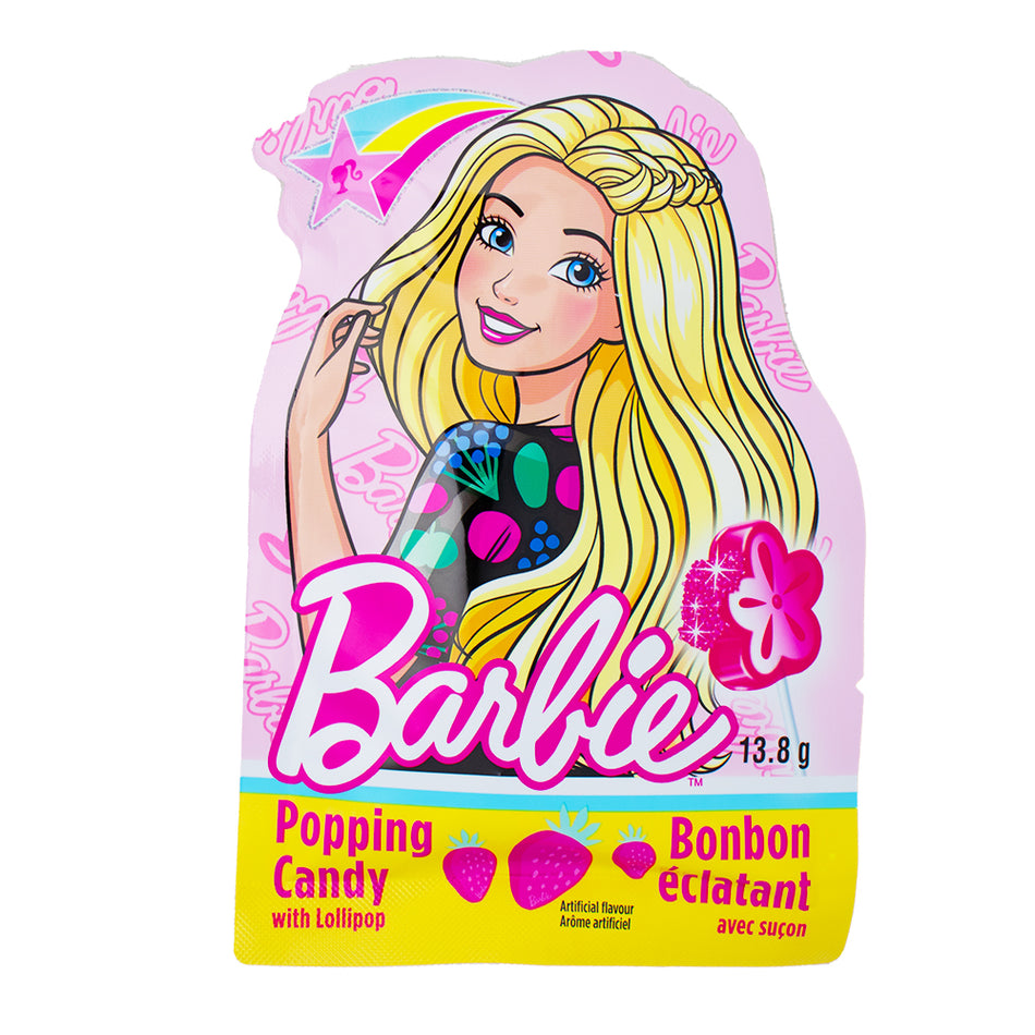 Barbie Popping Candy with Lollipop Dipper 13.8g - 24 Pack