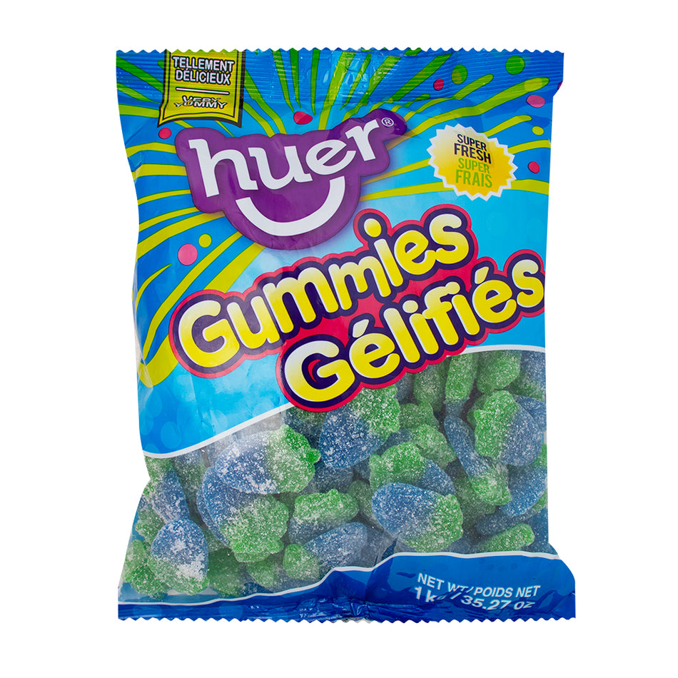 Huer Sour Blue Raspberrries Gummy Candy 1kg - 1 Bag