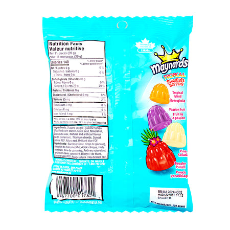 Maynards Tropical Swedish Berries Candy 154g - 18 Pack Nutrition Facts Ingredients