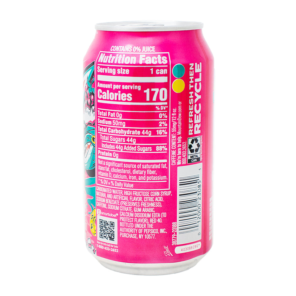 Mountain Dew Baja Point Break Punch Soda 355mL - 12 Pack  Nutrition Facts Ingredients