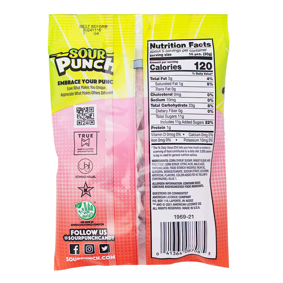 Sour Punch Mini Bites Rad Reds Pouch - 5oz Nutrition Facts Ingredients