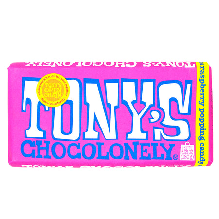 Tony's Chocolonely White Chocolate Raspberry Popping Candy 180g