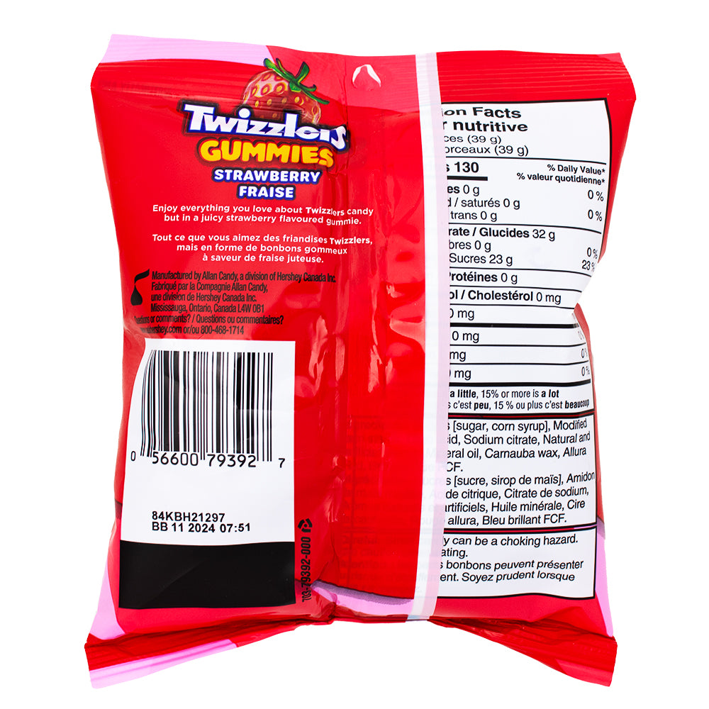 Twizzlers Gummies Strawberry 170g - 10 Pack  Nutrition Facts Ingredients