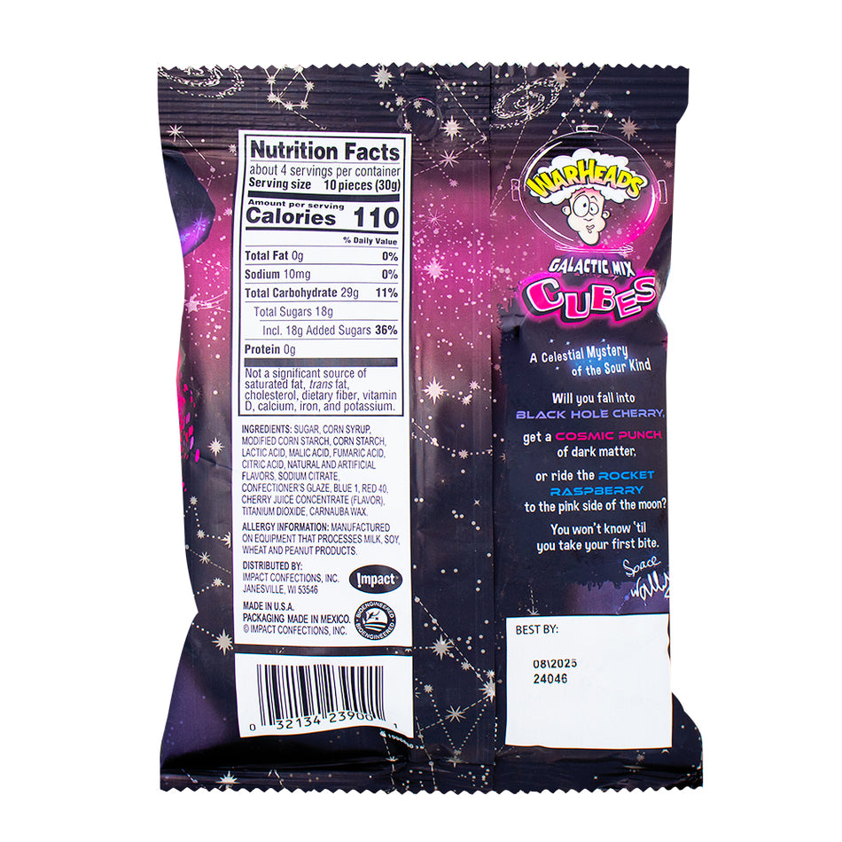 Warhead Galactic Mix Cubes 4.5oz - Nutrition Facts Ingredients