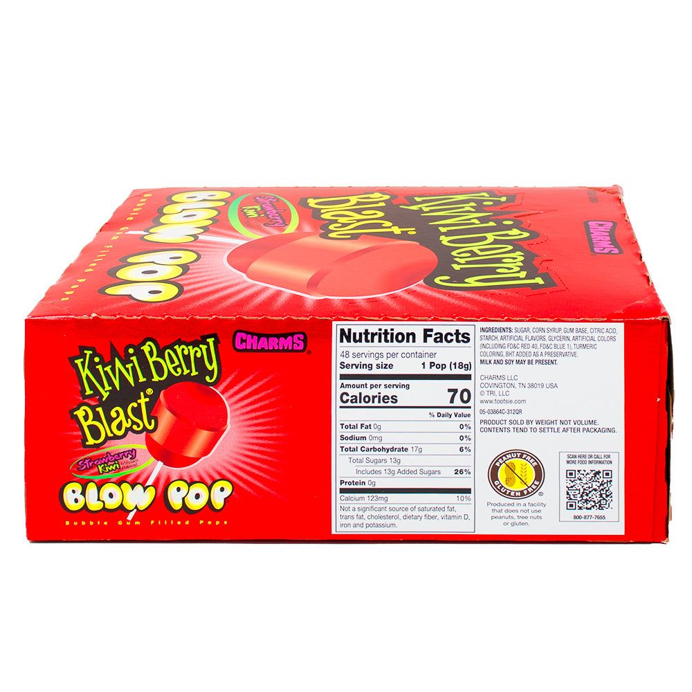 Charms Blow Pop - Kiwi Berry Blast-48 Lollipops - Ingredients - Nutrition Facts