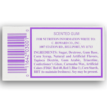 Choward's Scented Gum - 24 Pack Nutrition Facts Ingredients