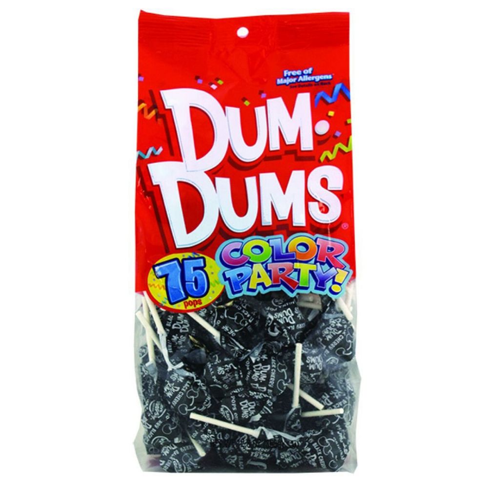Dums Color Party Black Black Cherry Lollipops 75 CT - 4 Pack