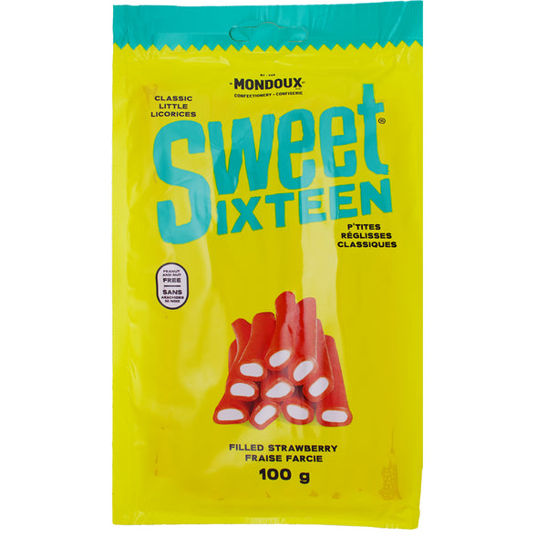 Sweet Sixteen Strawberry Filled Licorice 100g - 12 Pack