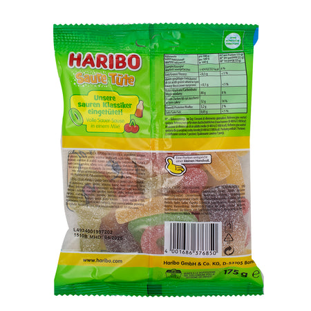 Haribo Sour Tute Gummy Germany) 175g - Nutrition Facts Ingredients