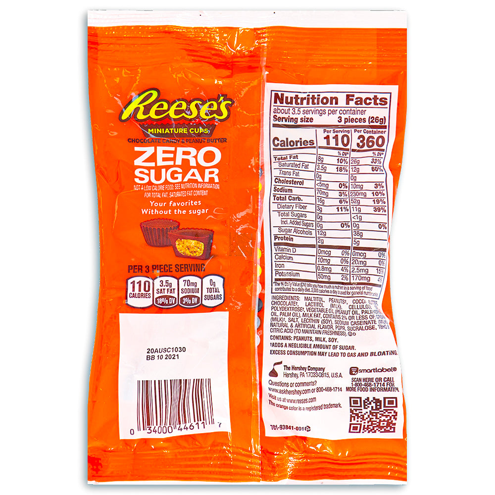 Reese's Sugar Free Peanut Butter Cups Miniatures 3oz - Nutrition Facts Ingredients