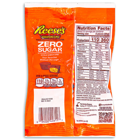 Reese's Sugar Free Peanut Butter Cups Miniatures 3oz - Nutrition Facts Ingredients