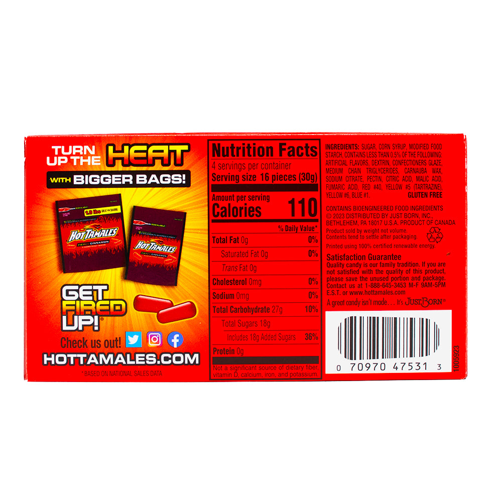 Hot Tamales Fierce Cinnamon Candy Theater Box - 12 Pack  Nutrition Facts 