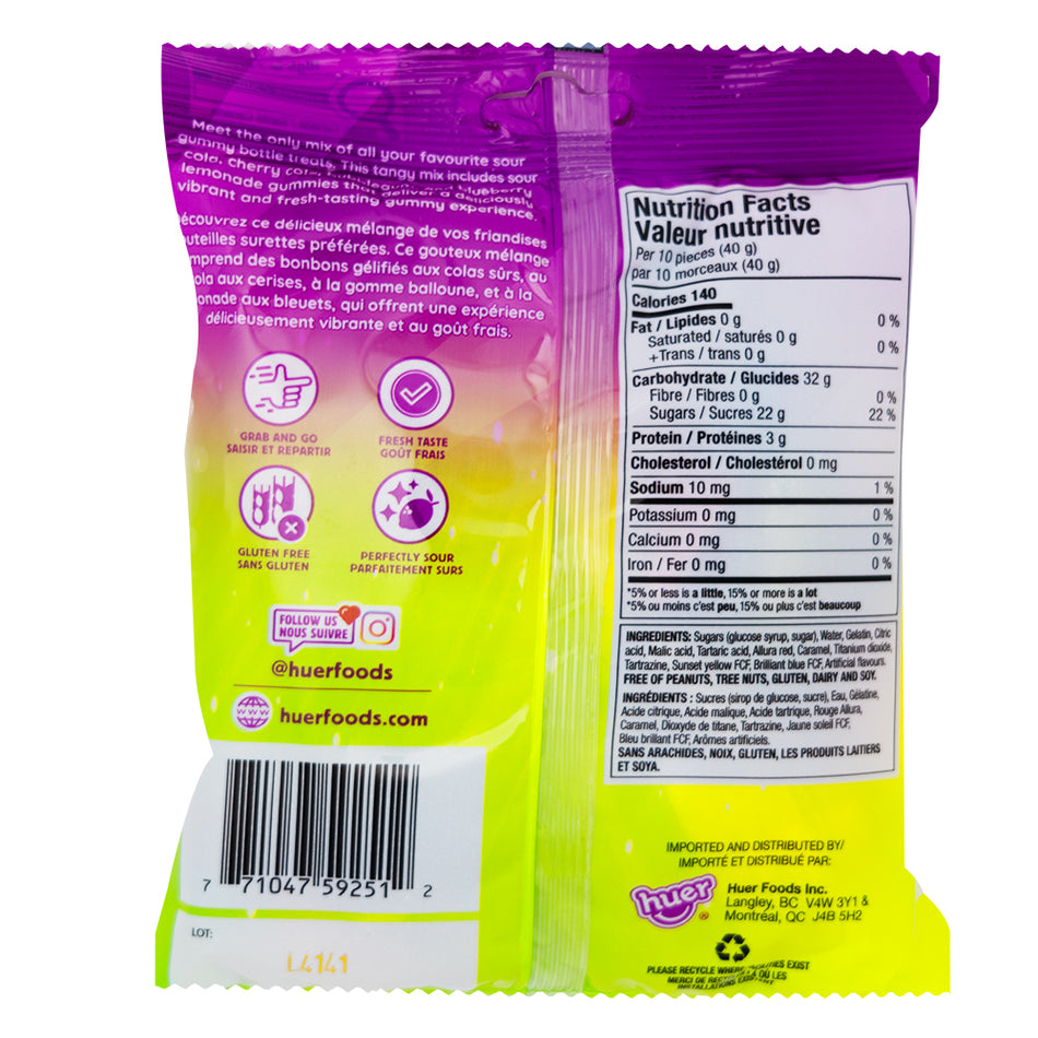 Huer Sour Bottle Mix 120g -  Nutrition Facts Ingredients
