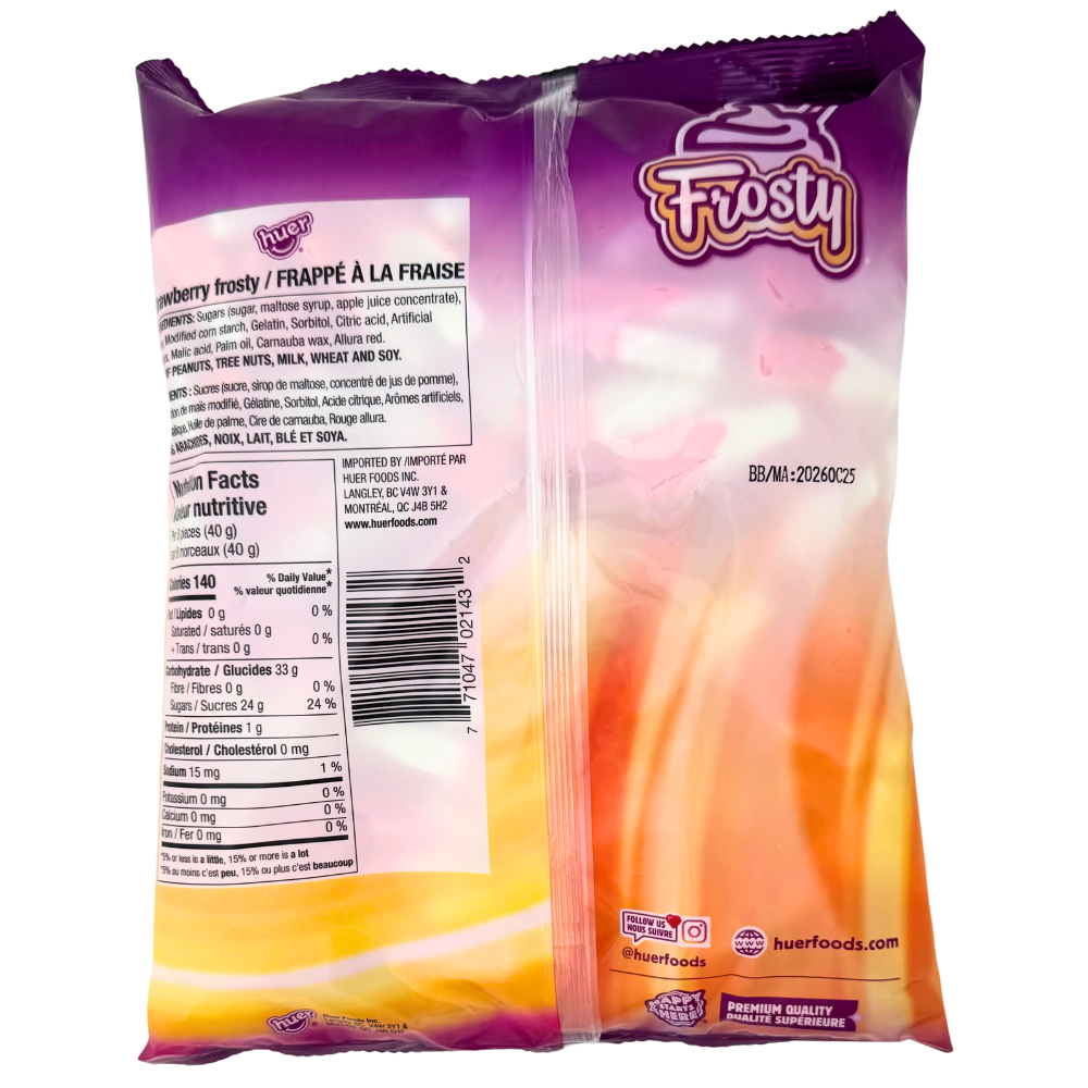 Huer Strawberry Frosty Gummy Candy - 1 kg - nutrition facts and ingredients