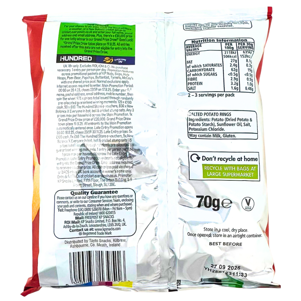 Hula Hoops Big Hoops Original Salted (UK) - 70g