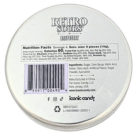 Iconic Retro Sours Raspberry - 2.12oz