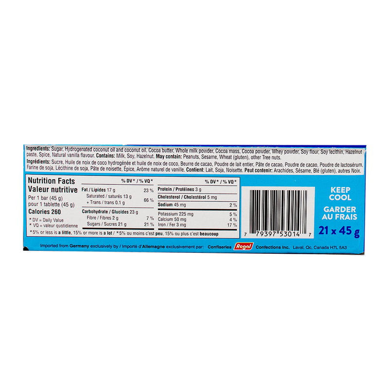 Icy Bar Milk 45g - 21 Pack Nutrition Facts Ingredients
