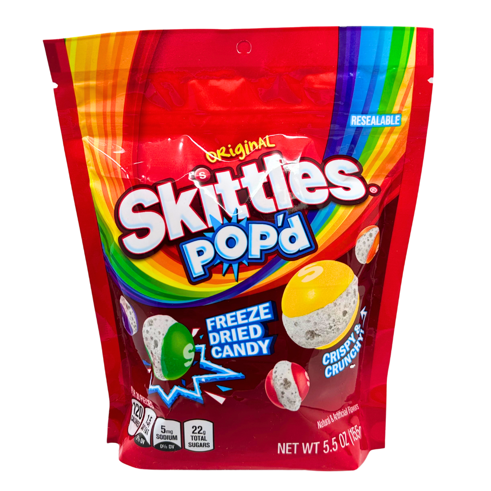 Skittles Pop'd Original Freeze Dried Pouch 5.5oz - 8 Pack