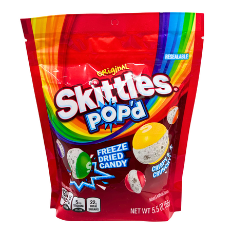 Skittles Pop'd Original Freeze Dried Pouch 5.5oz - 8 Pack