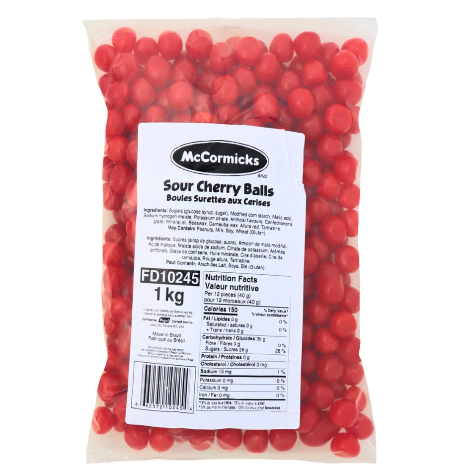 McCormick's Sour Cherry Balls 1 kg - 1 Bag Nutrition Facts Ingredients