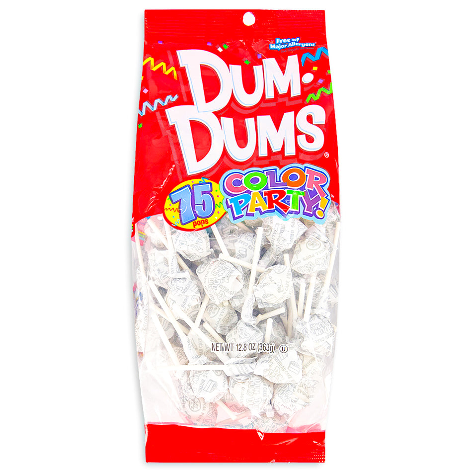 Dum Dums Color Party White Birthday Cake Lollipops 75 CT - 4 Pack