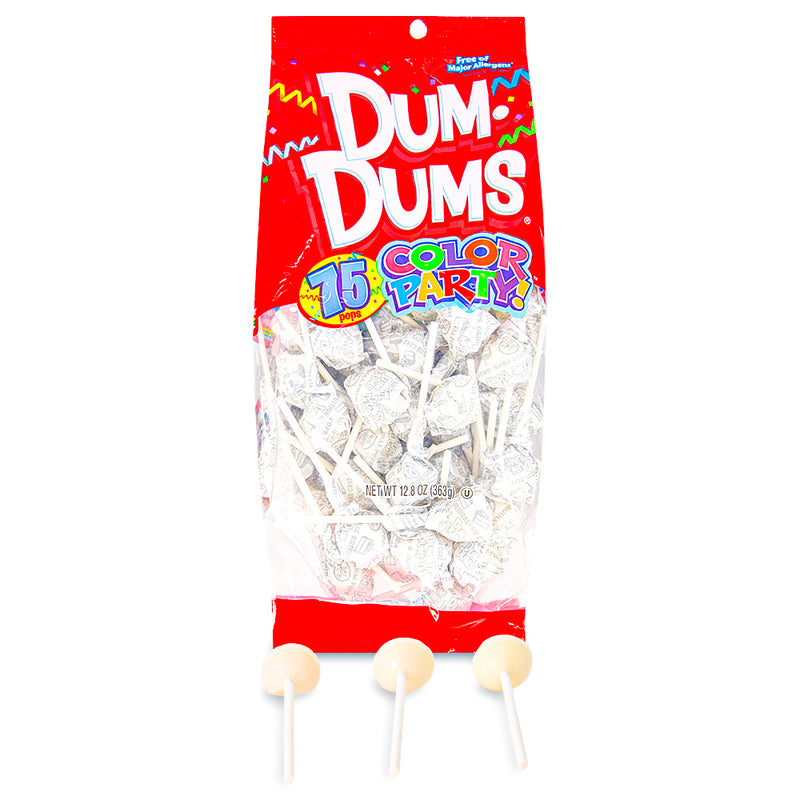 Dum Dums Color Party White Birthday Cake Lollipops 75 CT - 4 Pack