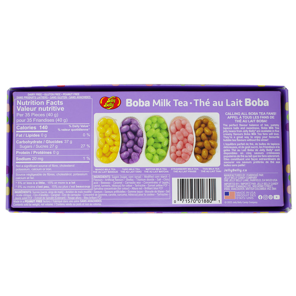 Jelly Belly Boba Milk Tea Gift Box 120g - 12 Pack Nutrition Facts Ingredients